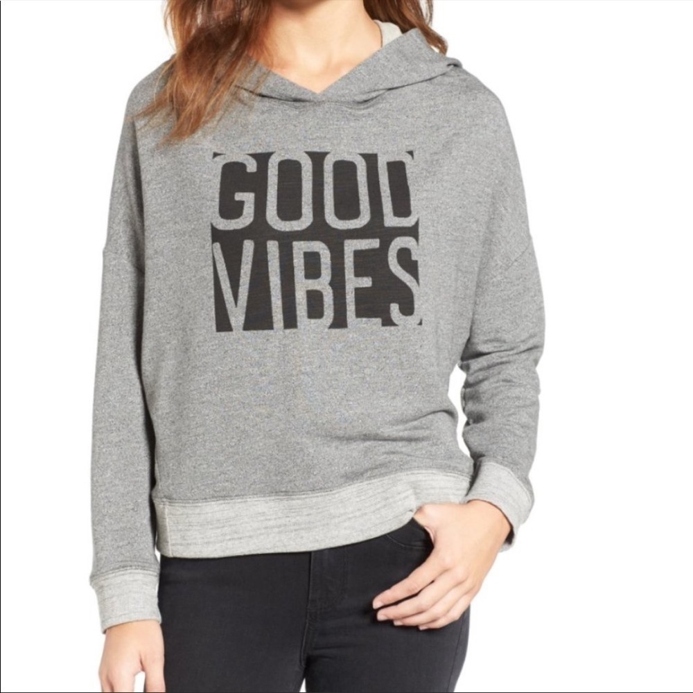 Sundry Good Vibes open back hoodie sweatshirt
